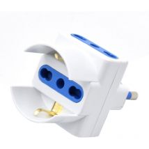 Techly Adattatore triplo Spina verticale 2P+T 16A Presa 2P+T 16A Bipasso + 1 Bipasso/ Schuko