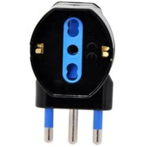 Adattatore schuko 90° salvaspazio spina 16A a presa bipasso 10-16A nero
