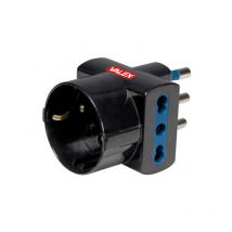 Adattatore triplo presa bipasso a 1 Schuko e 2 bipasso nera 16A Valex 1140030