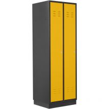 ADB - Umkleideschrank / Spind 2-türig, ral 7016/1021, Anthrazit / Gelb, 178x60x50cm