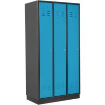 ADB Umkleideschrank / Spind 3-türig, RAL 7016/5012, Anthrazit / Blau 178x89x50cm