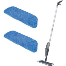 Essentials, mocio piatto in microfibra con 2 testine di ricambio, grigio e azzurro, taglia unica - Addis