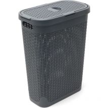 Addis Rattan Charcoal Slim Laundry Hamper 40 Litre
