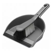 Stiff Dustpan and Brush Set Metallic Silver - Addis