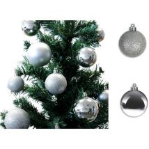 Addobbi per albero di natale palline argento 8 cm glitter lucide - 24 Palline - Tipologia: 24 Palline