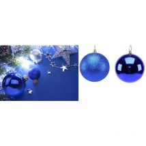 Addobbi per albero di natale palline blu 8 cm glitter lucide - 24 Palline - Tipologia: 12 Palline