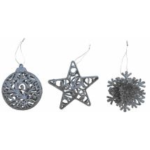 Addobbo 3D Glitter Argento 10-12 cm – GIOCOPLAST NATALE – Decorazioni Natalizie di Alta Qualità