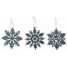 Decorazione Natale Fiocco di Neve Glitter Grigio Titanium – 10 cm – GIOCOPLAST