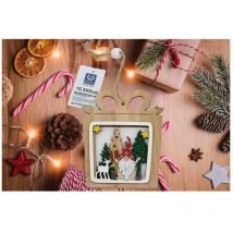 Wisdom - Addobbo Pendente Natalizio a forma quadrata in legno da appendere con Renna e Babbo Natale