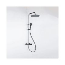 Adema sparkle 2.0 ensemble de douche à effet pluie avec thermostat douche de tête 30cm douchette à main 3 positions noir 110cm