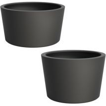Adezz Conic Mit Boden Pflanzgefäß Fiberglas Pflanzkübel Blumenkübel Schwarz