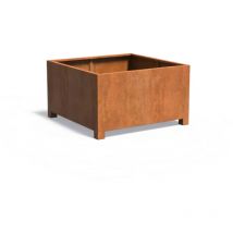 Pflanzgefäß Carrez mit Füßen aus Corten-Stahl Pflanzkübel Größe 140x140x80 cm - Adezz