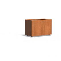 Pflanzgefäß Carrez mit Rollen aus Corten-Stahl Pflanzkübel Größe 90x50x60 cm - Adezz