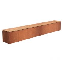 Sitzbank Sockel mit Sitz Corten-Stahl Hartholz Gartenbank Sitzfläche 300x40x43 cm - Adezz