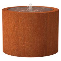 Adezz - Wassertisch rund Corten-Stahl Rost braun/orange Wasserspiel mit Pumpe & led verschiedene Größe 100x75 cm