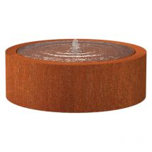 Adezz - Wassertisch Rund Corten-stahl Rost Braun/orange Wasserspiel Mit Pumpe & Led Verschiedene Größe 120x40 Cm