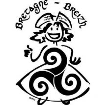 Stickzif - Adhesif Bigoudene Pont Aven Bretagne Breizh - Transparent - Resistant - Noir - 11 x 6.5 cm