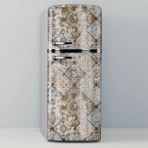 Adhésif décoratif en vinyle pour réfrigérateur, spécial sans bulles, carreaux usés vintage - 60x185cm