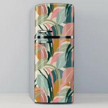 Adhésif décoratif en vinyle pour réfrigérateur, spécial sans bulles, design végétal de couleur pastel