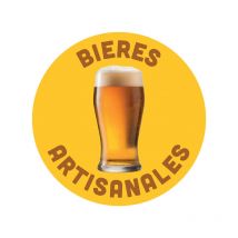 Adhésif vitrophanie 'bieres artisanales' de diamètre 30 cm (pose intérieure)