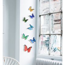 Adhésif 3D 7 Papillons Multicouleurs, 21x29,7cm, qui Ressort du Mur - Déco Murale x7