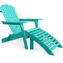 Privatefloor - Chaise de terrasse avec repose-pieds - Chaise de jardin en bois - Alana Vert