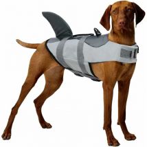 Adjustable Dog Life Vest with Soft Handle Pet Floatation Life Vest Swimming Pool, Beach, Boating Grey, m Denuotop