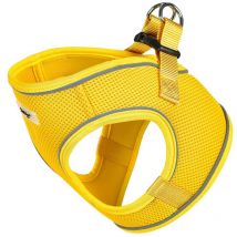 Bunty - Adjustable Dog Puppy Pet Fabric Harness Soft Comfortable Mesh Vest Breathable - Yellow - X-Small