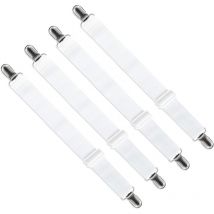 Adjustable Fitted Sheet Straps (65cm to 200cm), Fastening Fastener, Adjustable Strap for Bed Sheet, Sofa, Ironing Cover (White, Set of 4)