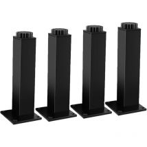 Tonchean - Adjustable Furniture Legs, 4 Sets, Metal Furniture Legs, Bathroom Cabinet Black Square Support Feet, Load Capacity 400kg, 30cm Height,