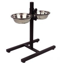 KCT - Adjustable Height Pet Dog Feeding Stand with 2 Bowls - Large
