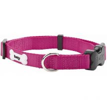 Bunty - Adjustable Soft Strong Fabric Dog Puppy Pet Collar with Buckle and Clip for Lead - Pink - Large