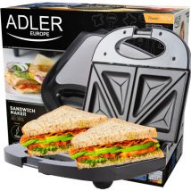 AD3015 Sandwichera Eléctrica para 2 Sandwiches, 4 en Forma de Triángulo, Placas Antiadherentes, Temperatura Automática, Compacta, Acabado Acero