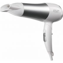 AD2225 Sèche-cheveux de Voyage Pliable 2 Niveaux de Puissance, Air Froid Buse 360° 2200W Blanc/Gris - Adler