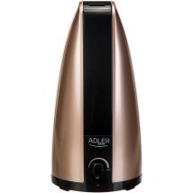 Adler AD7954 Humidificateur d'Air 1L, Diffuseur d'Huiles Essentielles, Silencieux, Régulateur 18W Or