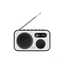 Radio numérique Am/FM portable ad 1906, écran lcd, contrôle du volume, usb, antenne télescopique, alimentation par batterie, blanc et noir - Adler