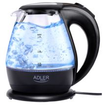 Adler - ad 1224 Bouilloire Électrique en Verre 1,5 Litre, Intérieur Éclairé, sans Fil 2200W Noir