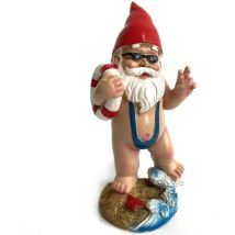 Zolginah - Adorno de gnomo de jardín divertido, ballena azul, regalo de 15 cm - Esculturas o estatuas de jardín - Diseño de mankini / Anillo