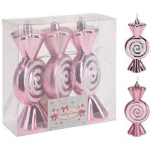 Adorno navidad caramelo rosa Koopman 3 pz
