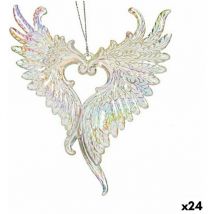 Adorno Navideño Alas de Ángel Nácar Plástico Purpurina 12 x 13 x 2,5 cm (24 Unidades) - Krist+
