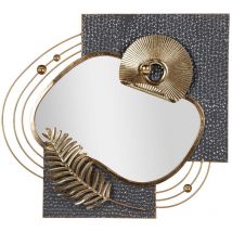 Adda Home - Adorno Pared Metal Espejo Gris Dorado 80x7x72 Cm