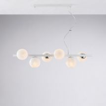 Bonetti Illumina - Adrian - Lampe à suspension en fer laqué blanc et chrome 6 lumières L.101 x 30 - BL278-6-BCO