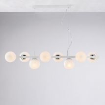 Bonetti Illumina - Adrian - Suspension en fer laqué blanc et chrome 8 lumières L.121 x 30 - BL278-8-BCO