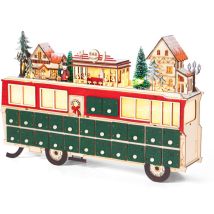 Adventskalender Aus Holz Zum Befüllen, Mit Led, Wiederverwendbarer, Mit 24 Türchen, Kinder Weihnachtliche Holz Dekoration, 43 X 8,5 X 28 Cm