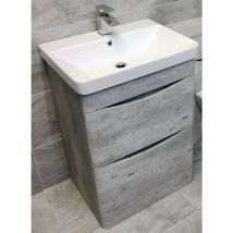 Aegean Bathroom Light Concrete Grey Vanity Unit Furniture 600mm Basin Sink, Without Tap