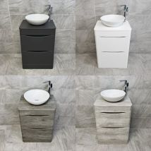 Hydros - Aegean Floorstanding Bathroom Vanity Unit With Wok Basin & Tap In 4 Colours, Dark Grey Concrete