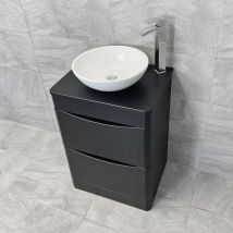 Hydros - Aegean Satin Black Floorstanding Bathroom Vanity Unit Suite With Wok Basin & Tap