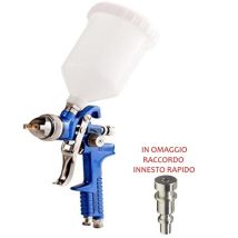 Aerografo H-827 Asturo Pistola Aria Hvlp A Gravità Verniciatura Verniciare 600cc Ugello Ø 1,7 Mm
