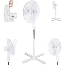 AERSON Ventilatore a piantana 40 cm Bianco Ventilatore regolabile in altezza fino a 120 cm – Alta portata d’aria 3 diversi livelli di velocità