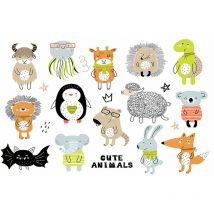 Affiche deco enfant cute animals - 60x40cm - made in France